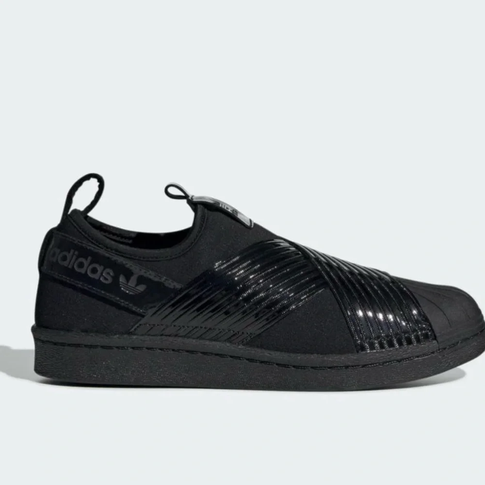 Adidas Women's Originals Superstar All Core Black Slip-On Shoes Sneakers Size 6